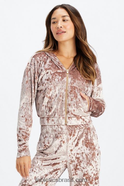 Fabletics Urso de pelúcia 420HR2485 moletom com zíper de veludo amassado mulheres