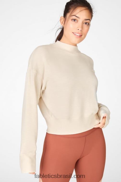 Fabletics café com leite 420HR2548 pulôver manga longa luna mulheres