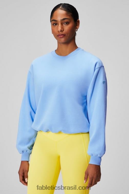 Fabletics campainha/flor azul 420HR2454 moletom de gola redonda de lã forever mulheres