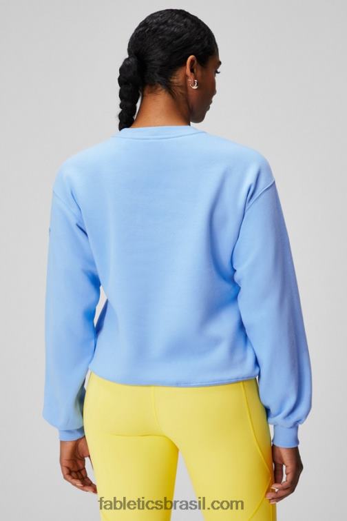 Fabletics campainha/flor azul 420HR2454 moletom de gola redonda de lã forever mulheres