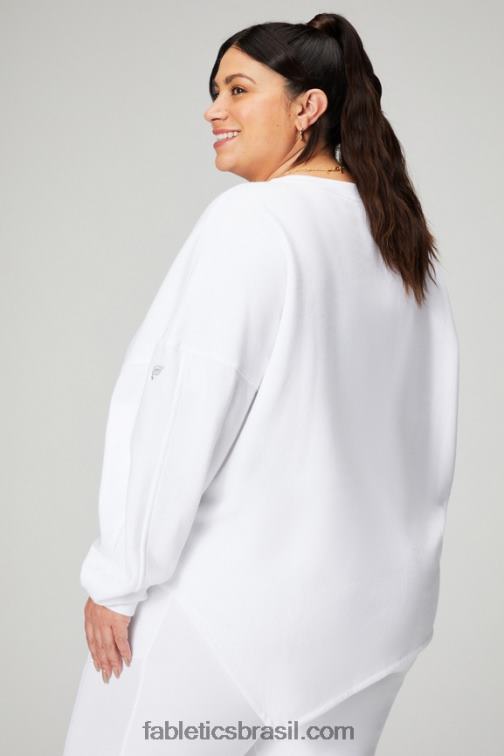 Fabletics clássico branco/cinza mineral 420HR2462 moletom assimétrico de lã forever mulheres