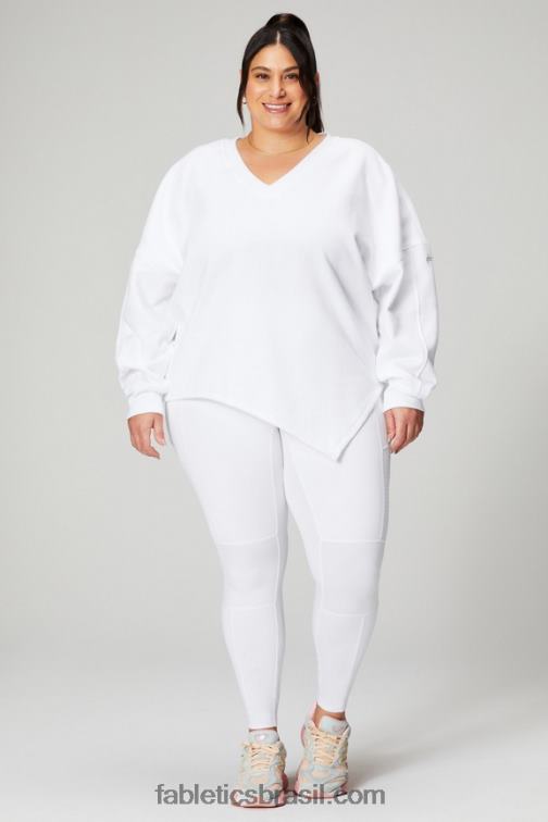 Fabletics clássico branco/cinza mineral 420HR2462 moletom assimétrico de lã forever mulheres