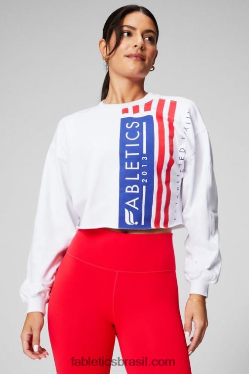 Fabletics clássico branco/gráfico 420HR2433 gola alta cortada mulheres