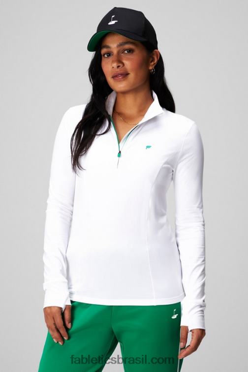Fabletics clássico branco/gráfico 420HR2579 fênix meio zíper camada intermediária mulheres