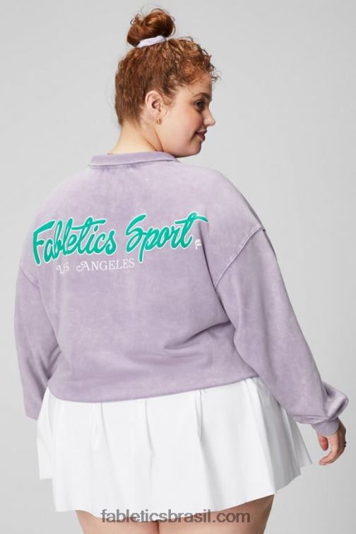 Fabletics cosmo/gráfico roxo 420HR2441 moletom felpudo leve com meio zíper mulheres