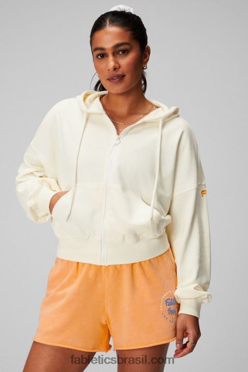 Fabletics creme/gráfico 420HR2442 moletom encolhido mulheres
