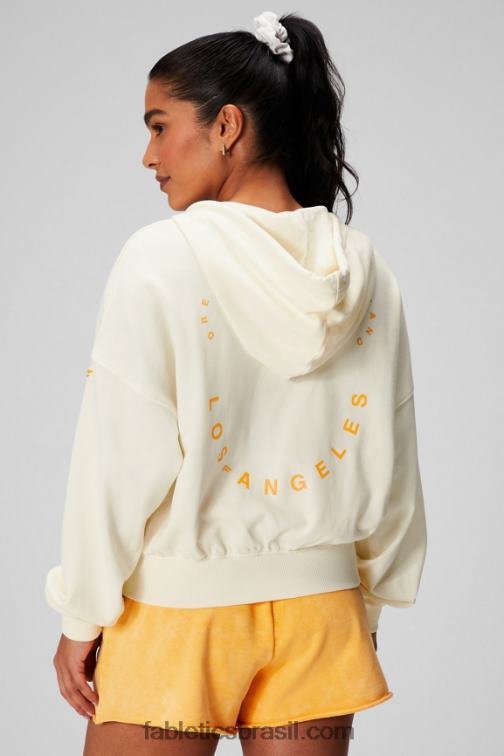 Fabletics creme/gráfico 420HR2442 moletom encolhido mulheres