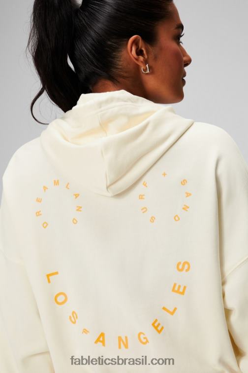 Fabletics creme/gráfico 420HR2442 moletom encolhido mulheres
