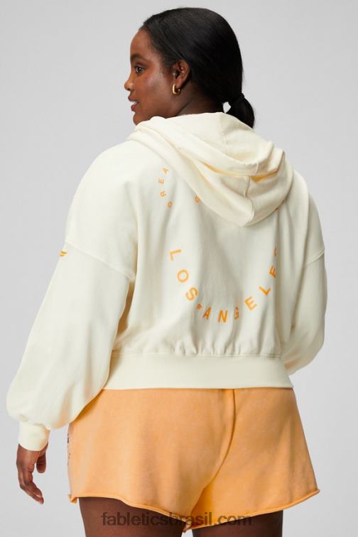 Fabletics creme/gráfico 420HR2443 moletom encolhido mulheres