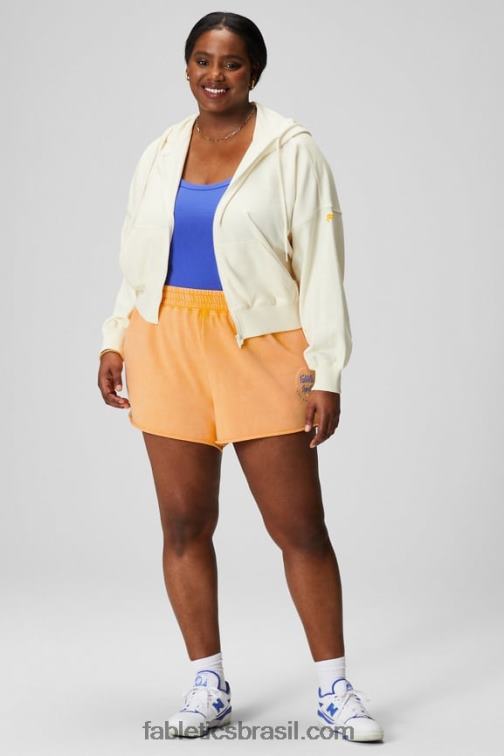 Fabletics creme/gráfico 420HR2443 moletom encolhido mulheres