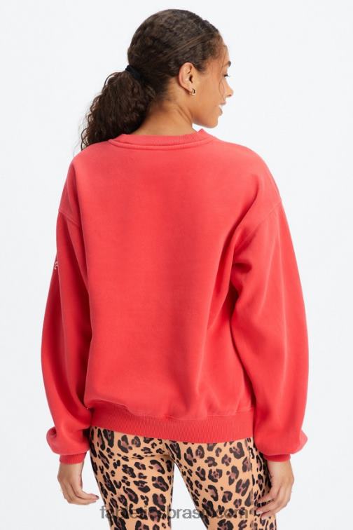 Fabletics elétrico lavado cereja/branco 420HR2457 moletom de gola redonda de lã forever mulheres