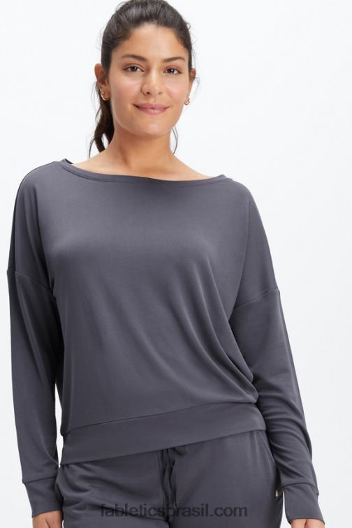 Fabletics estanho 420HR2437 pulôver de gola canoa eco elegante mulheres