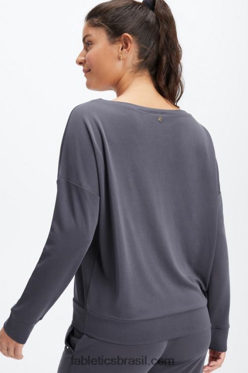 Fabletics estanho 420HR2437 pulôver de gola canoa eco elegante mulheres