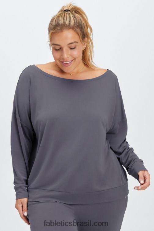 Fabletics estanho 420HR2438 pulôver de gola canoa eco elegante mulheres