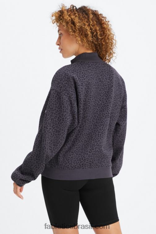 Fabletics estanho bicolor leopardo/orquídea 420HR2498 moletom de lã 1/2 zíper forever mulheres
