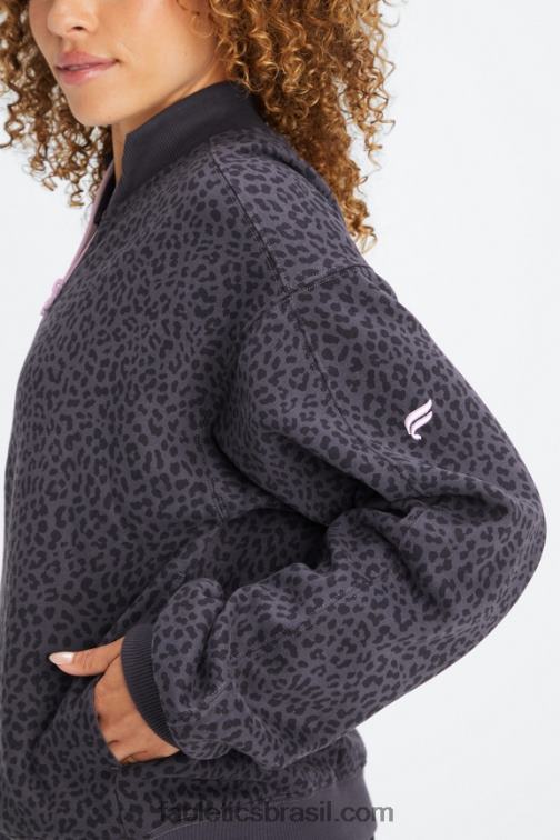 Fabletics estanho bicolor leopardo/orquídea 420HR2498 moletom de lã 1/2 zíper forever mulheres