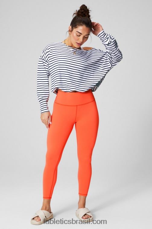 Fabletics francesinha/laranja paixão 420HR2422 pulôver felpudo de luxo ombro a ombro mulheres