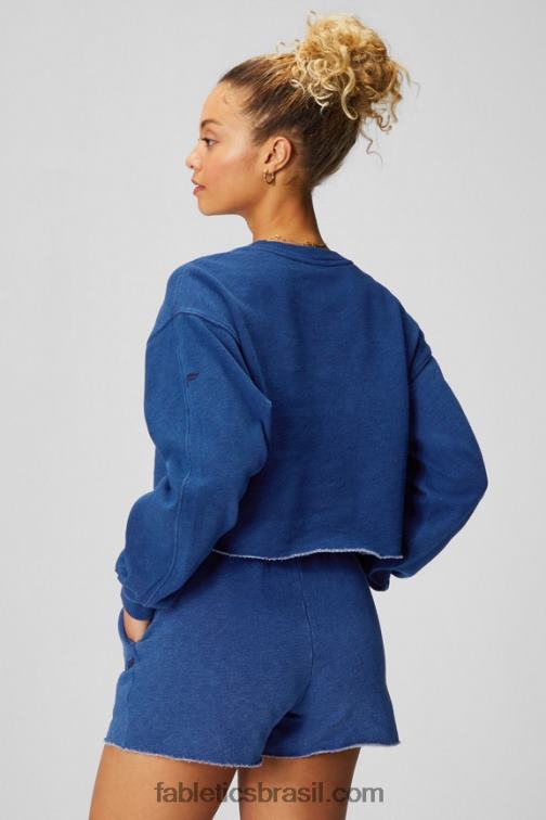 Fabletics índigo lavado 420HR2434 gola alta cortada mulheres