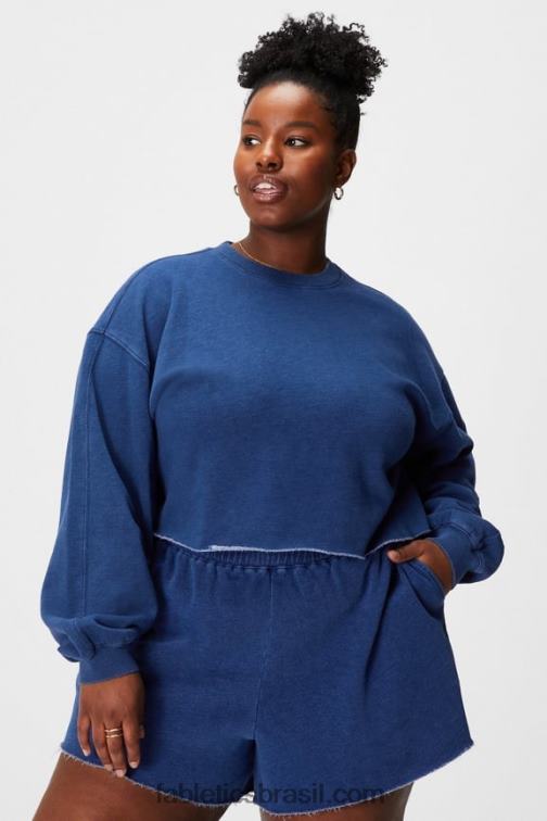 Fabletics índigo lavado 420HR2435 gola alta cortada mulheres