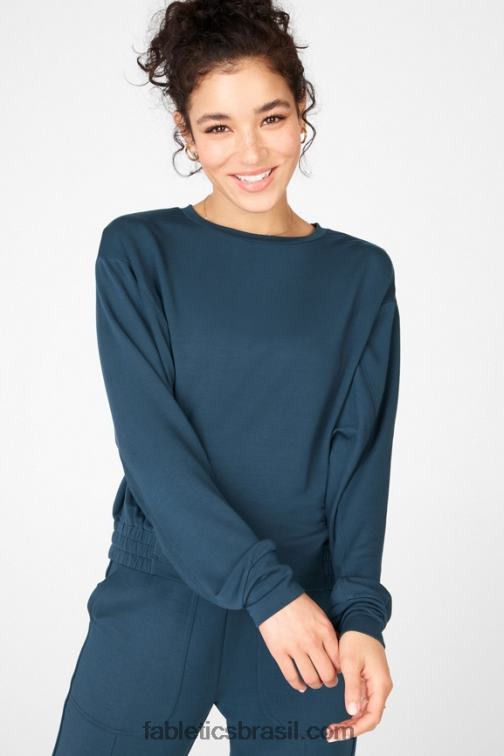 Fabletics nova azul 420HR2715 moletom manga julie dolman mulheres