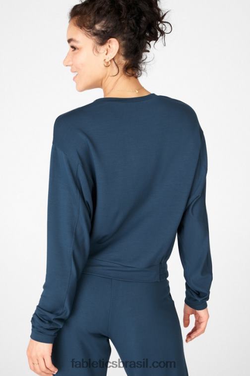 Fabletics nova azul 420HR2715 moletom manga julie dolman mulheres