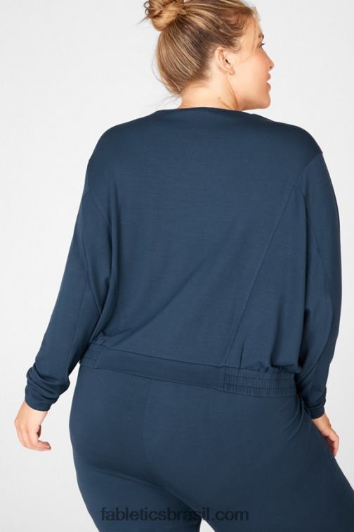 Fabletics nova azul 420HR2716 moletom manga julie dolman mulheres