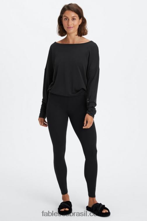 Fabletics preto 420HR2436 pulôver de gola canoa eco elegante mulheres