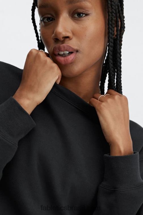 Fabletics preto 420HR2474 moletom eco gola careca mulheres