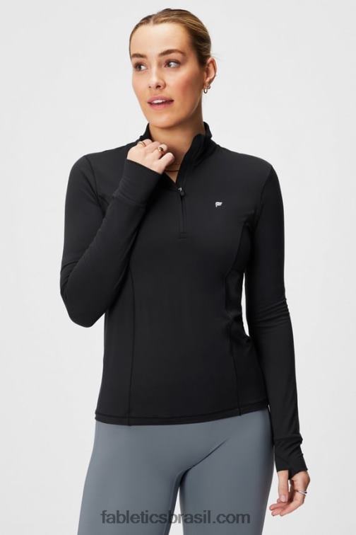 Fabletics preto 420HR2581 fênix meio zíper camada intermediária mulheres