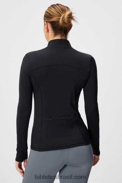 Fabletics preto 420HR2581 fênix meio zíper camada intermediária mulheres
