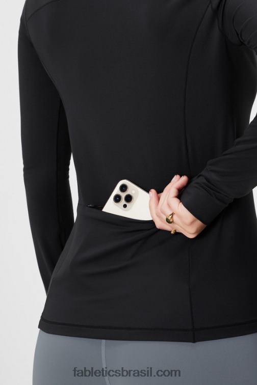 Fabletics preto 420HR2581 fênix meio zíper camada intermediária mulheres