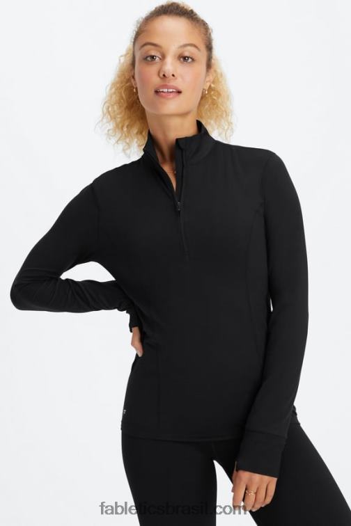 Fabletics preto 420HR2583 fênix meio zíper camada intermediária mulheres