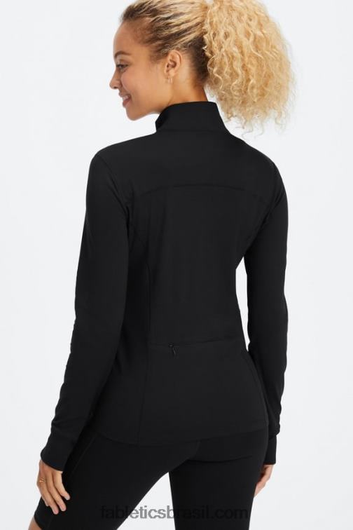 Fabletics preto 420HR2583 fênix meio zíper camada intermediária mulheres