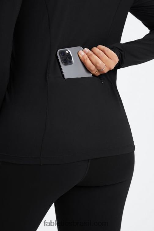 Fabletics preto 420HR2583 fênix meio zíper camada intermediária mulheres