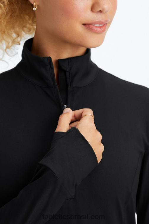Fabletics preto 420HR2583 fênix meio zíper camada intermediária mulheres