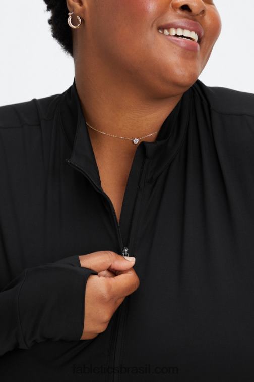 Fabletics preto 420HR2584 fênix meio zíper camada intermediária mulheres