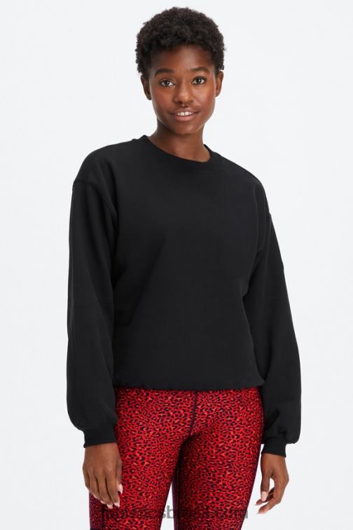 Fabletics preto/estanho 420HR2456 moletom de gola redonda de lã forever mulheres