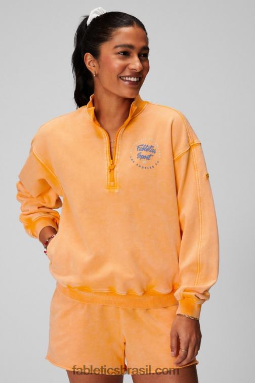 Fabletics sol da tarde/gráfico 420HR2439 moletom felpudo leve com meio zíper mulheres