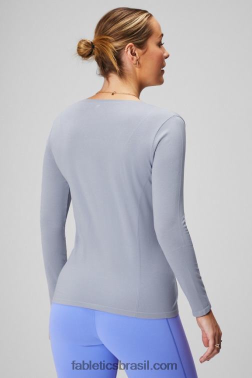 Fabletics urze cinza clássico 420HR2576 top de manga longa plumas tech mulheres