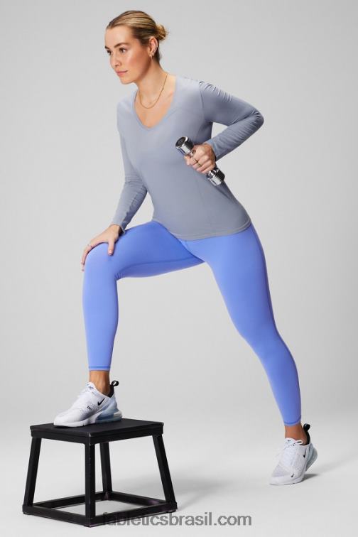 Fabletics urze cinza clássico 420HR2576 top de manga longa plumas tech mulheres