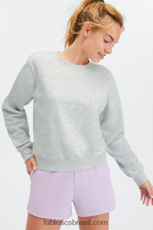 Fabletics urze cinza claro 420HR2646 gola redonda clássica mulheres