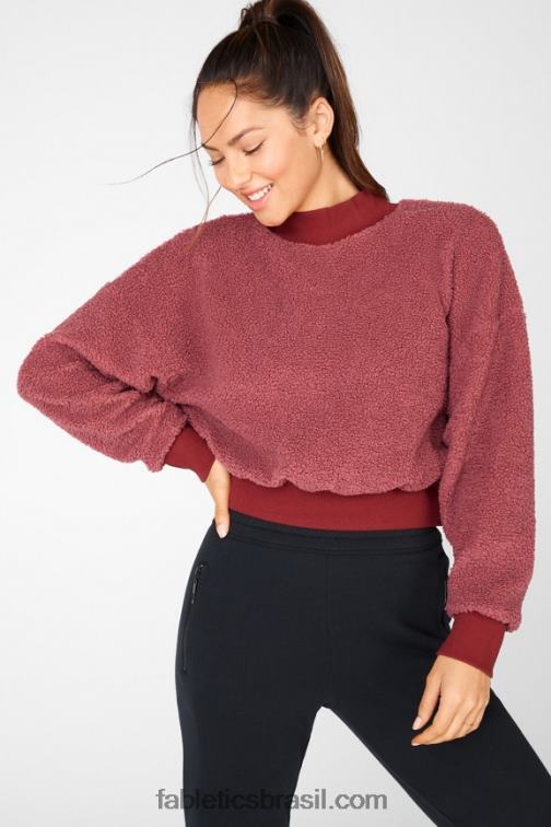 Fabletics vermelho escuro/tijolo 420HR2552 pulôver de lã polar malia mulheres