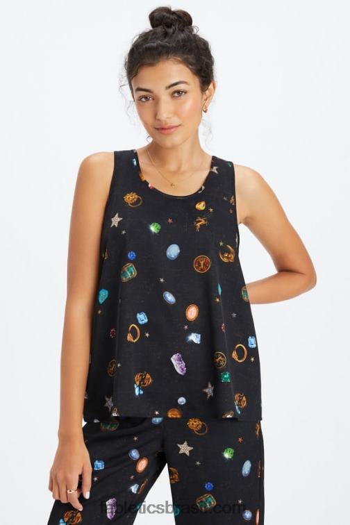 Fabletics amuleto da sorte 420HR2237 tanque de ecosatina mulheres