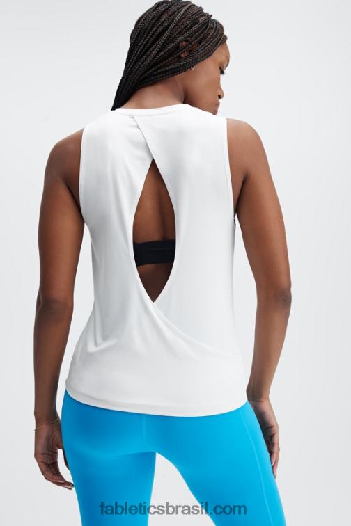 Fabletics branco 420HR2125 tanque traseiro aberto dry-flex mulheres