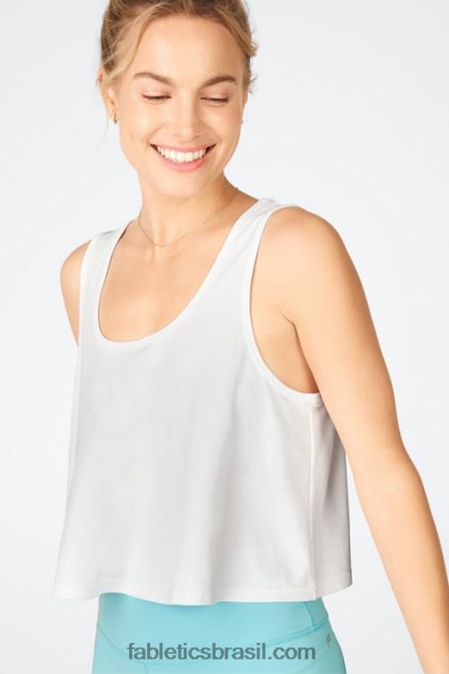 Fabletics branco 420HR2314 regata curta e elegante em malha mulheres