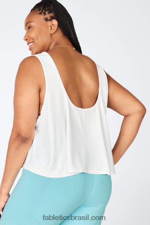Fabletics branco 420HR2315 regata curta e elegante em malha mulheres