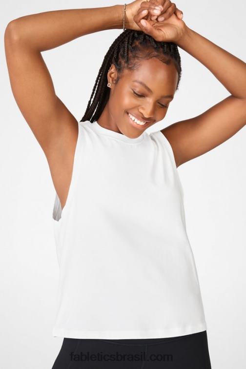 Fabletics branco 420HR2348 tanque muscular de jade mulheres