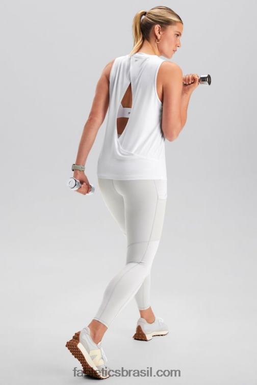Fabletics branco clássico 420HR2118 tanque traseiro aberto dry-flex mulheres