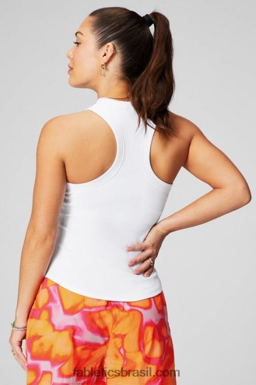 Fabletics branco clássico 420HR2141 tanque de costela de gola alta mulheres