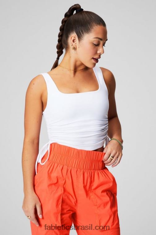 Fabletics branco clássico 420HR2154 tanque de sutiã embutido franzido mulheres
